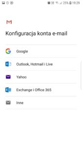 Wybierz rodzaj konta Gmail - Inne