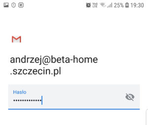 Podaj hasło dostępu do konta email w aplikacji Gmail