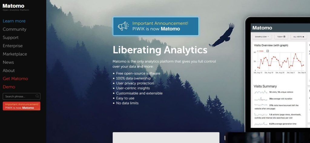 Analityka stron WWW - Matomo, alternatywa dla Google Analytics
