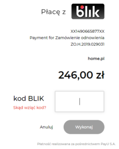 Płatność elektroniczna BLIK w home.pl