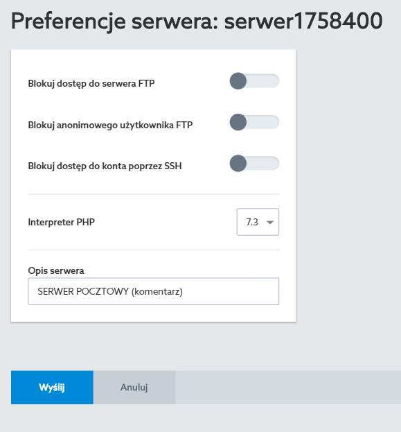 Block access to the FTP server for anonymous user - settings