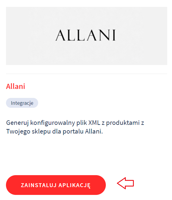 aplikacja Allani - integracja ze sklepem