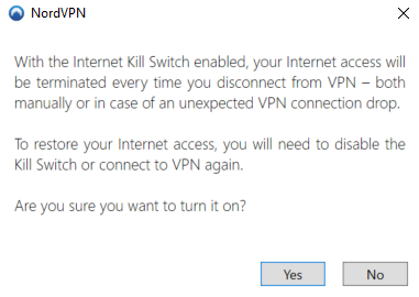 Uruchom Internet Kill Switch dla połączenia VPN