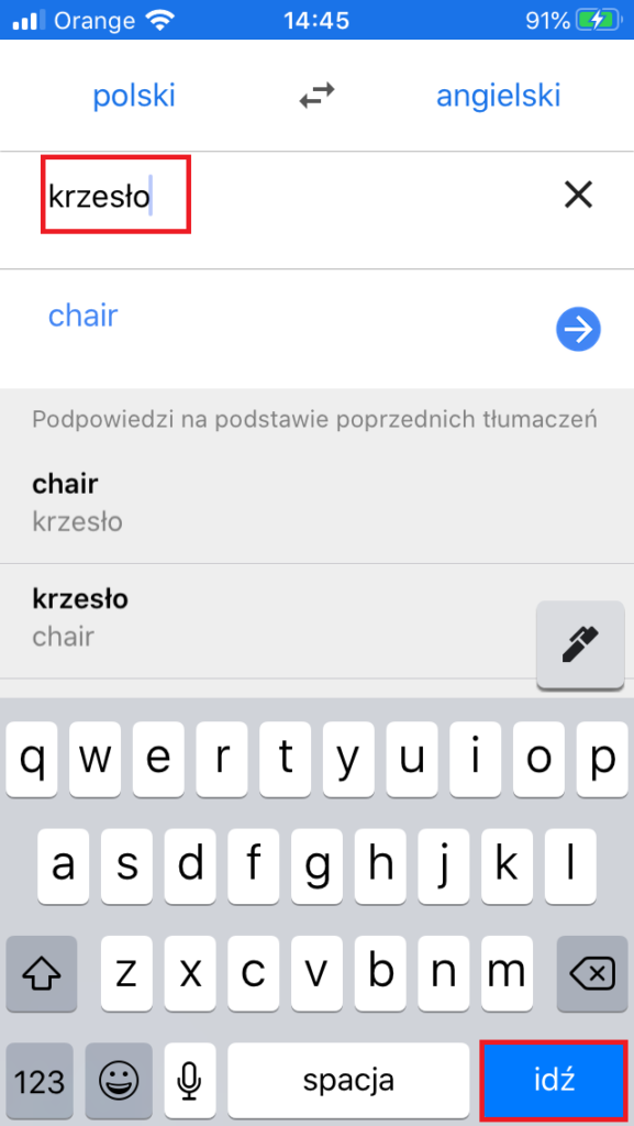 Tłumaczenie w Tłumaczu Google na smartfony