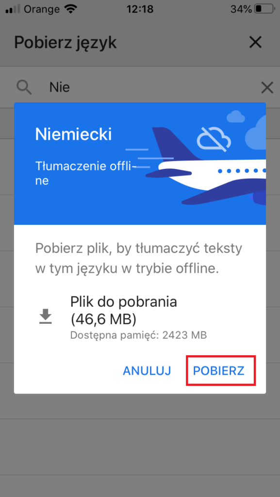 Aplikacja mobilna - Tłumaczenia offline w Tłumaczu Google - pobierz
