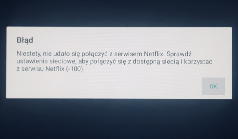 Netflix błąd -100