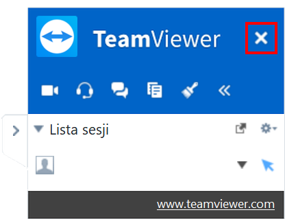 TeamViewer - jak przejąć kontrolę nad sesją - zamknięcie sesji zdalnej