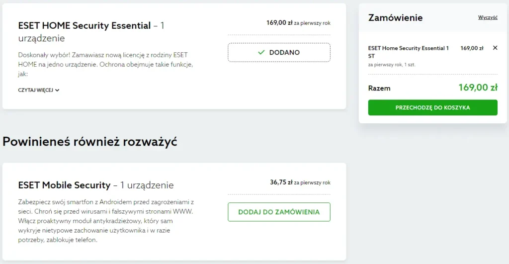 ESET Internet Security - proces zakupu