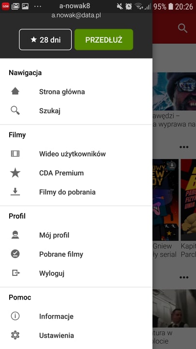Pobieranie filmów w aplikacji CDA.pl do pamięci urządzenia 