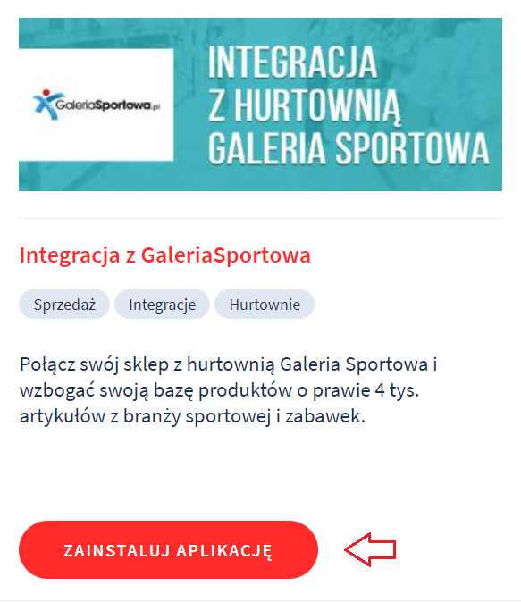 Aplikacja eSklep: Integracja z Galeria Sportowa