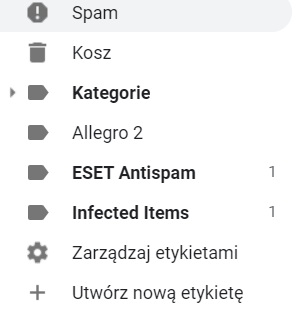 Obsługa etykiet w poczcie Gmail