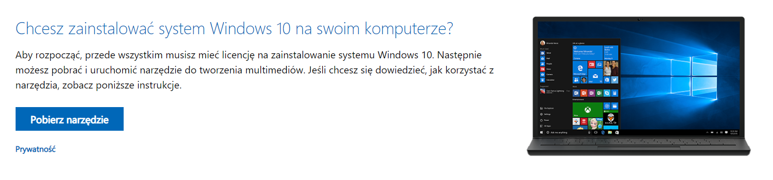 Instalacja Windows 10 - pobierz narzędzie do instalacji