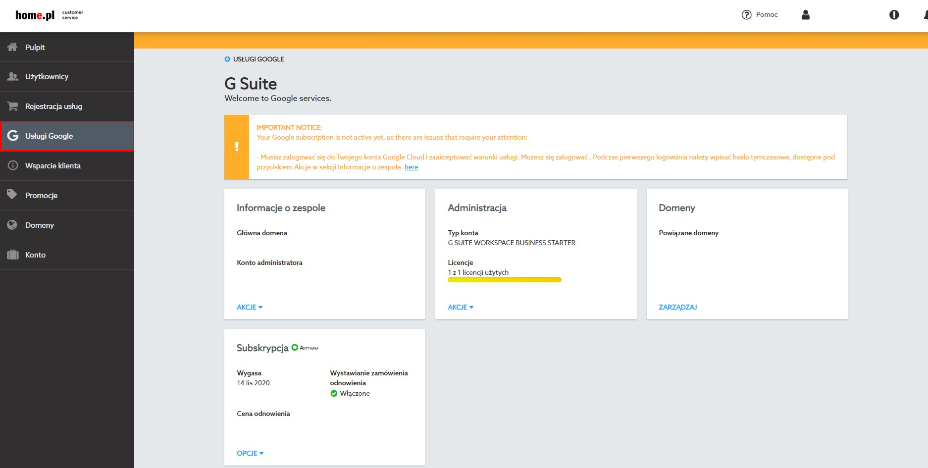 Jak zalogować się do panelu administracyjnego/konsoli G Suite?