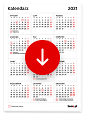 Kalendarz 2021 do druku pdf - wykaz świąt