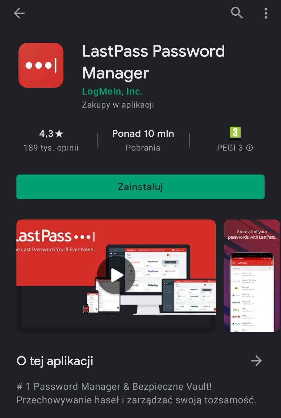 Instalacja LastPass na telefonie Android - lastpass password manager - zainstaluj