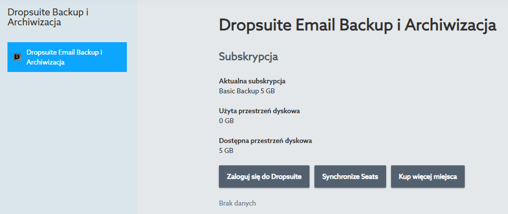 Utwórz kopię zapasową e-mail w usłudze Dropsuite