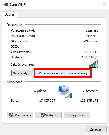 Windows 10 własciwości sieci