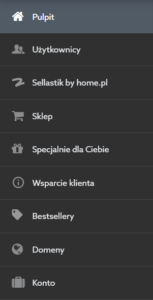 Zrzut ekranu z Panelu Klienta home.pl przedstawiający menu boczne