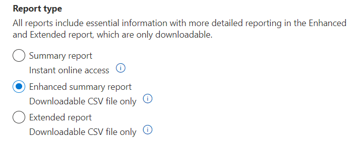 Microsoft Exchange - wybierz rodzaj raportu