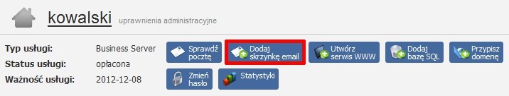 Panel home.pl - dodawanie konta email