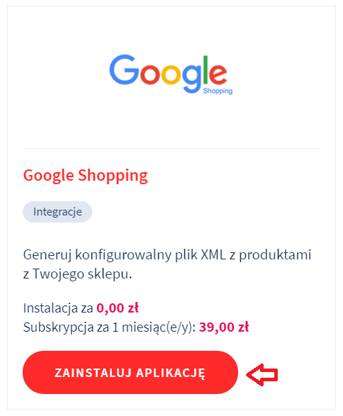 Aplikacja google shopping