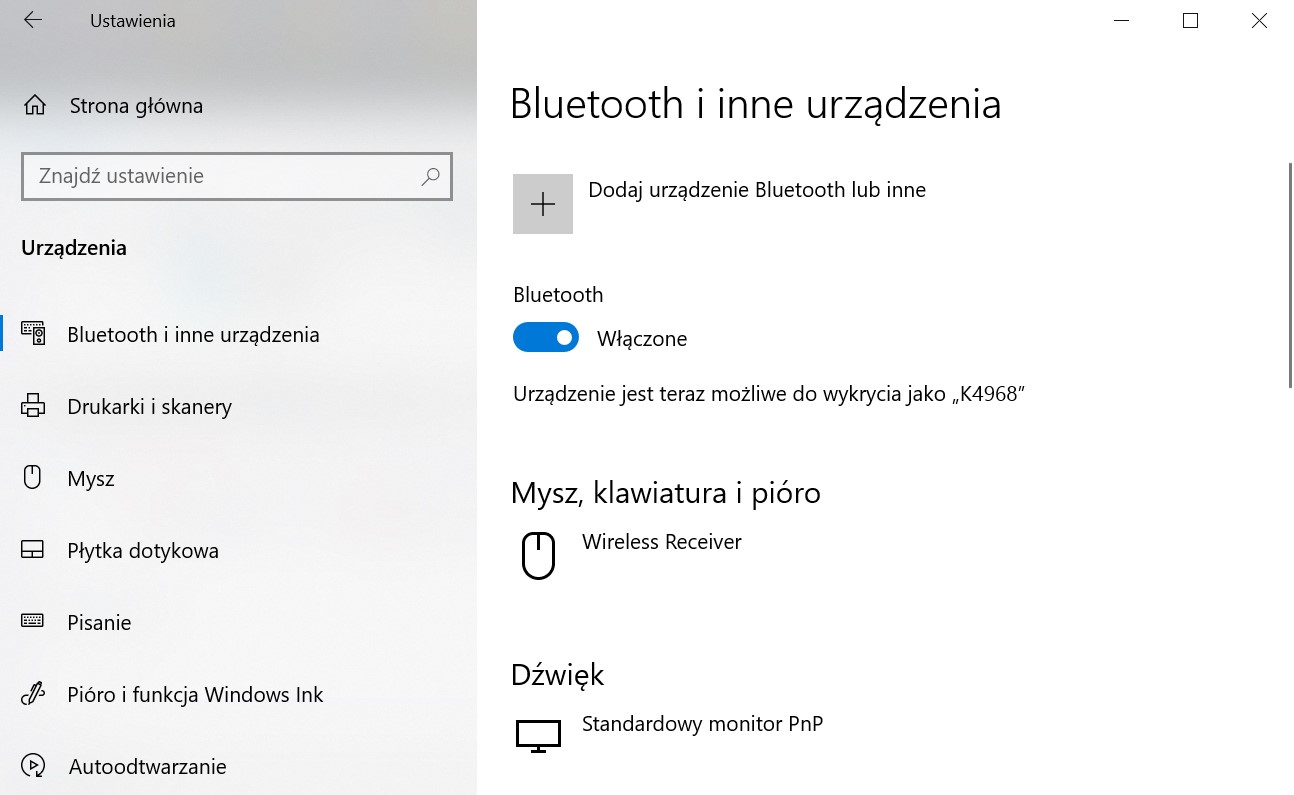 Uruchamianie Bluetooth w Windows.