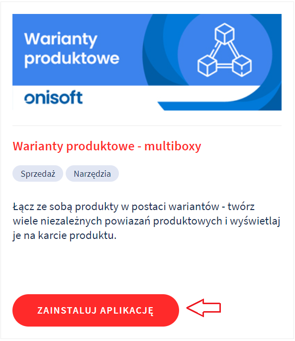 Aplikacja Warianty produktowe – multiboxy – Onisoft