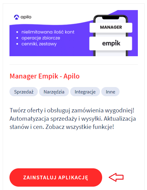 Aplikacja: Manager Empik – Apilo  (Empik Marketplace)