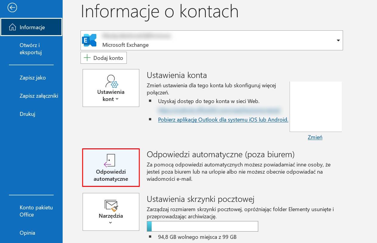 Jak włączyć autoresponder (wiadomości automatyczne) w Outlook?