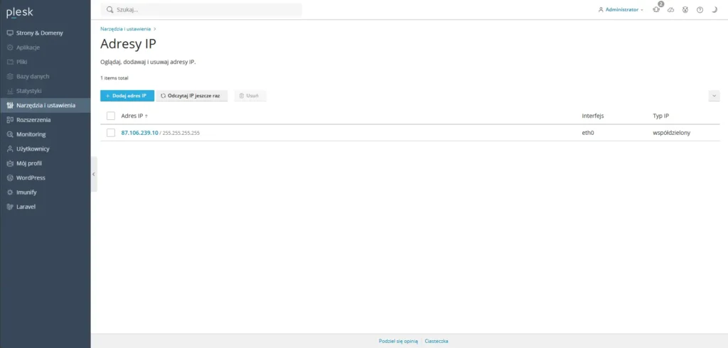 Adresy IP - Dodaj nowy