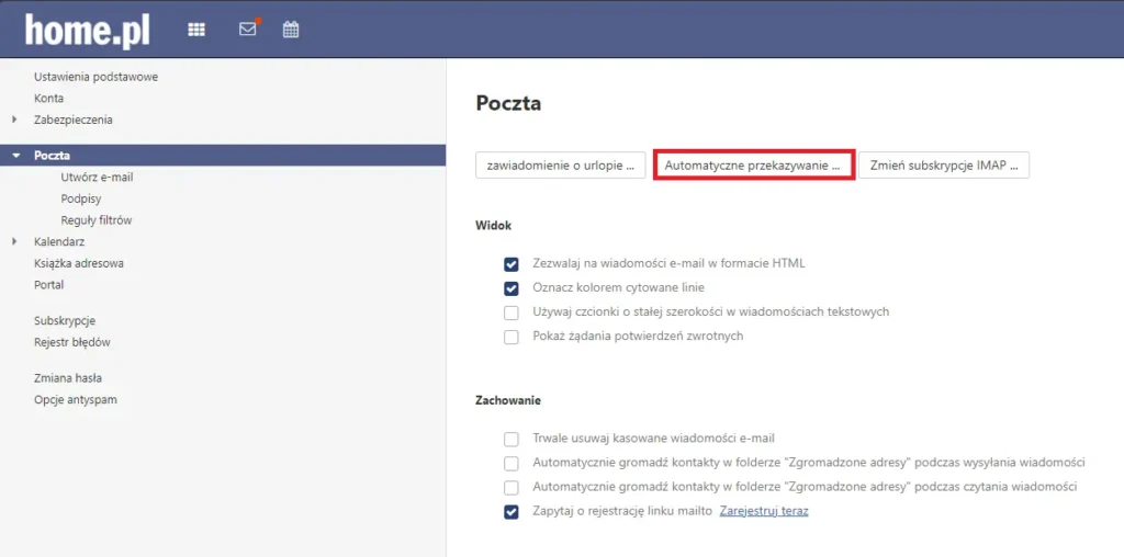 Zmiany w Poczcie home.pl