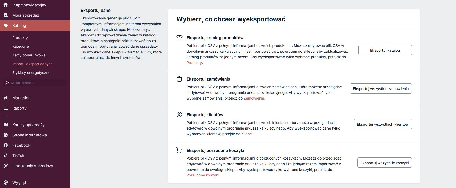 Jak wyeksportować katalog produktów ze sklepu (plik CSV)?