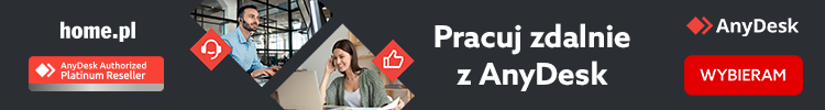 Baner AnyDesk z przyciskiem "Wybieram".