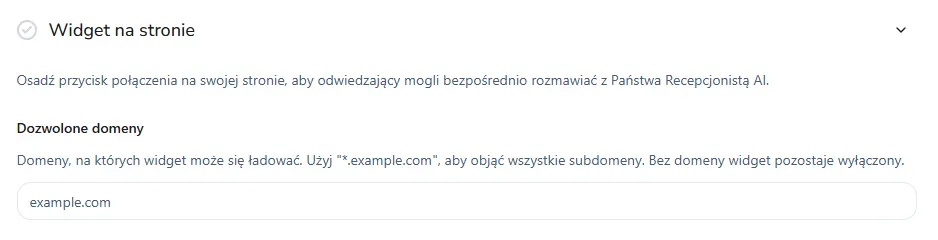 Tworzenie widgetu Asystenta Telefonicznego AI na stronę internetową