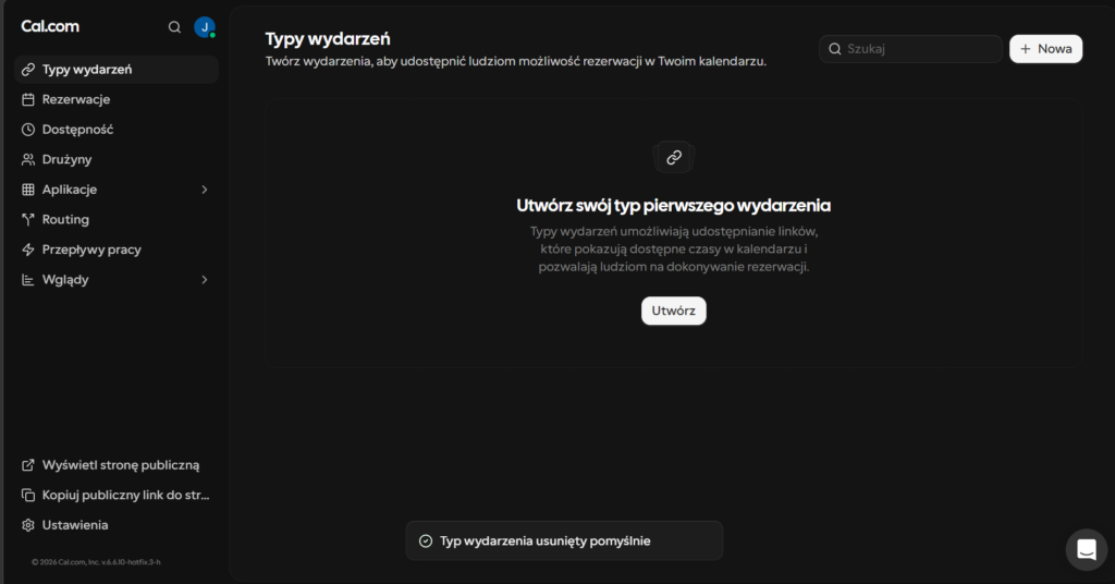 Typy wydarzeń w Cal.com